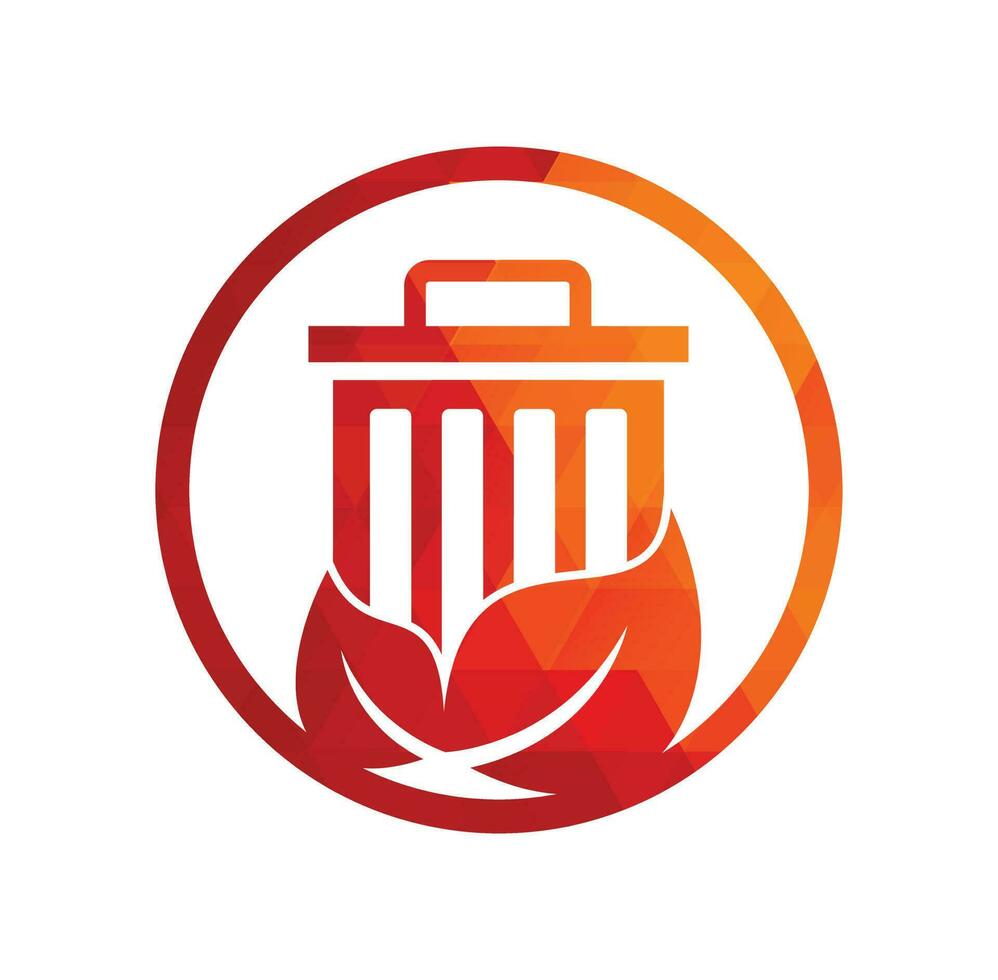 ícone de design de logotipo de vetor de lixo de folha. modelo de logotipo de vetor de lixo.