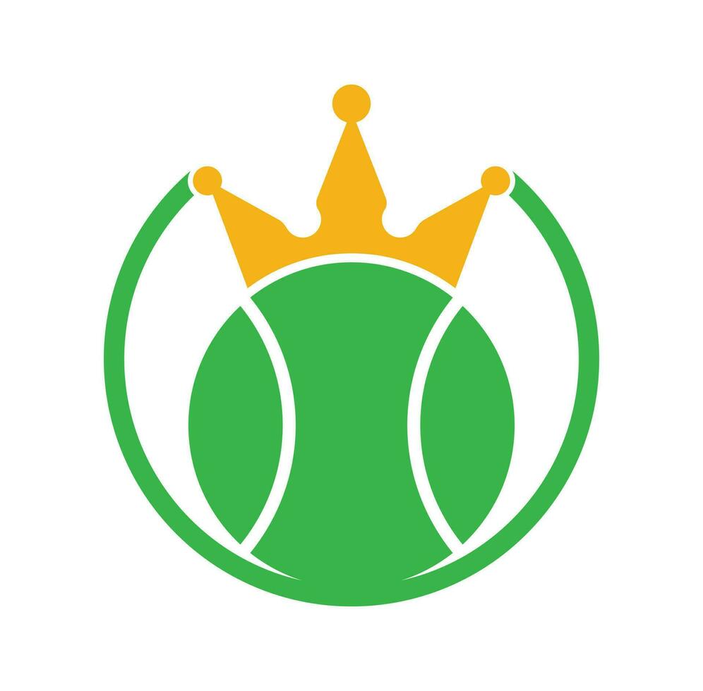 design de logotipo de vetor de rei do tênis. modelo de design de ícone de bola e coroa de tênis.