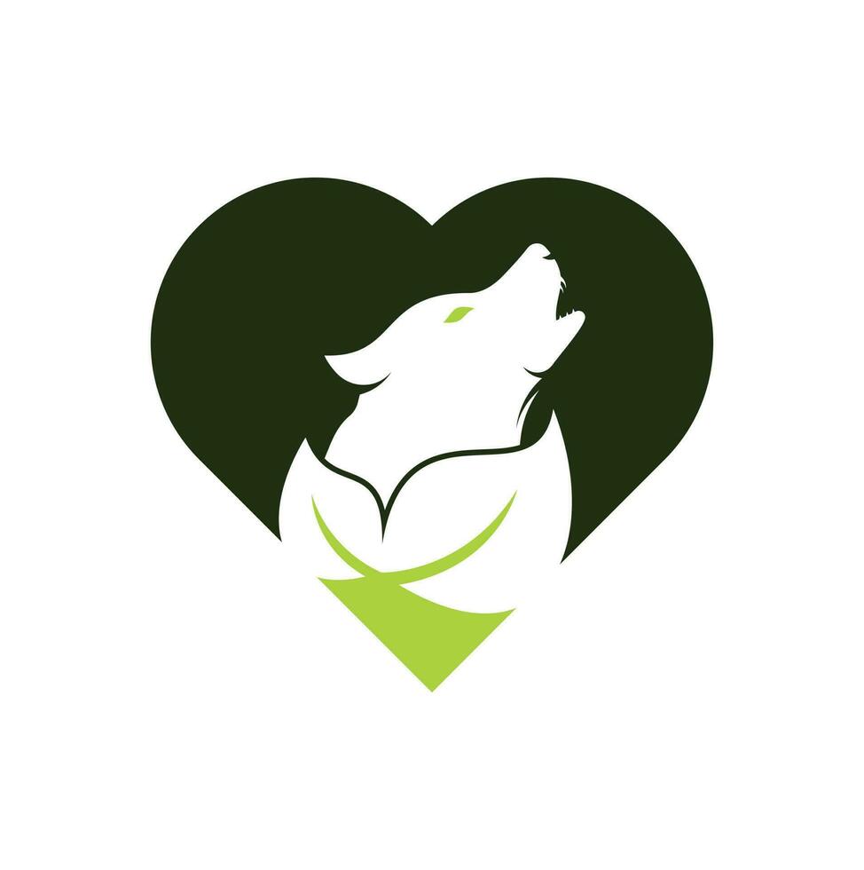 design de logotipo de lobo de folha. vetor de ícone de design de logotipo de lobo de natureza.