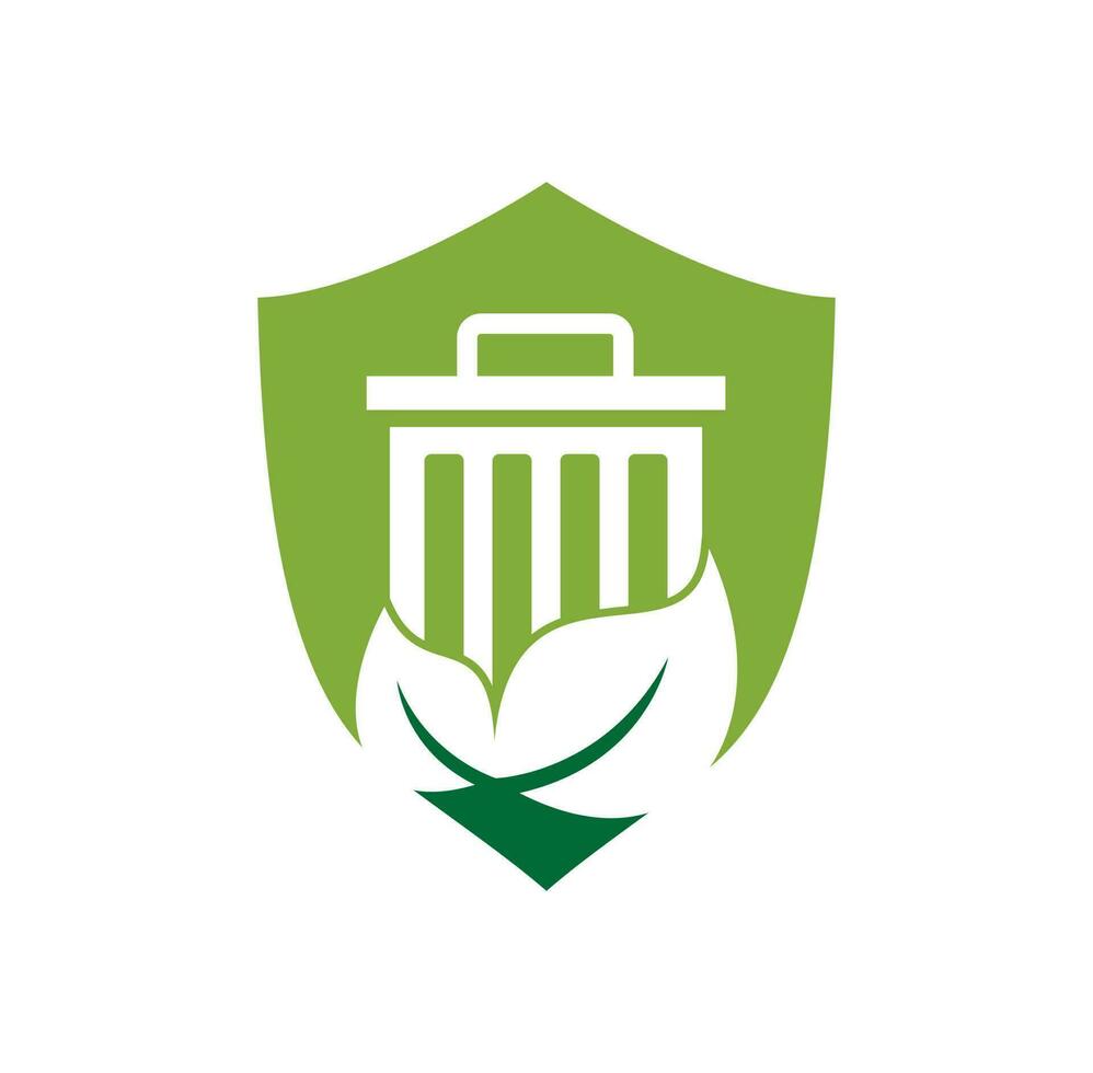 ícone de design de logotipo de vetor de lixo de folha. modelo de logotipo de vetor de lixo.