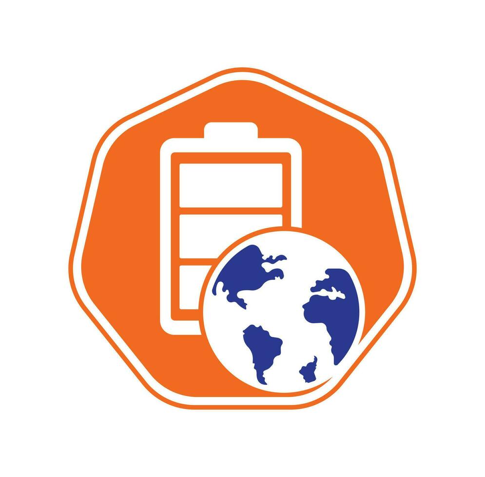 modelo de design de logotipo de vetor de energia global. design de ícone de globo e bateria.