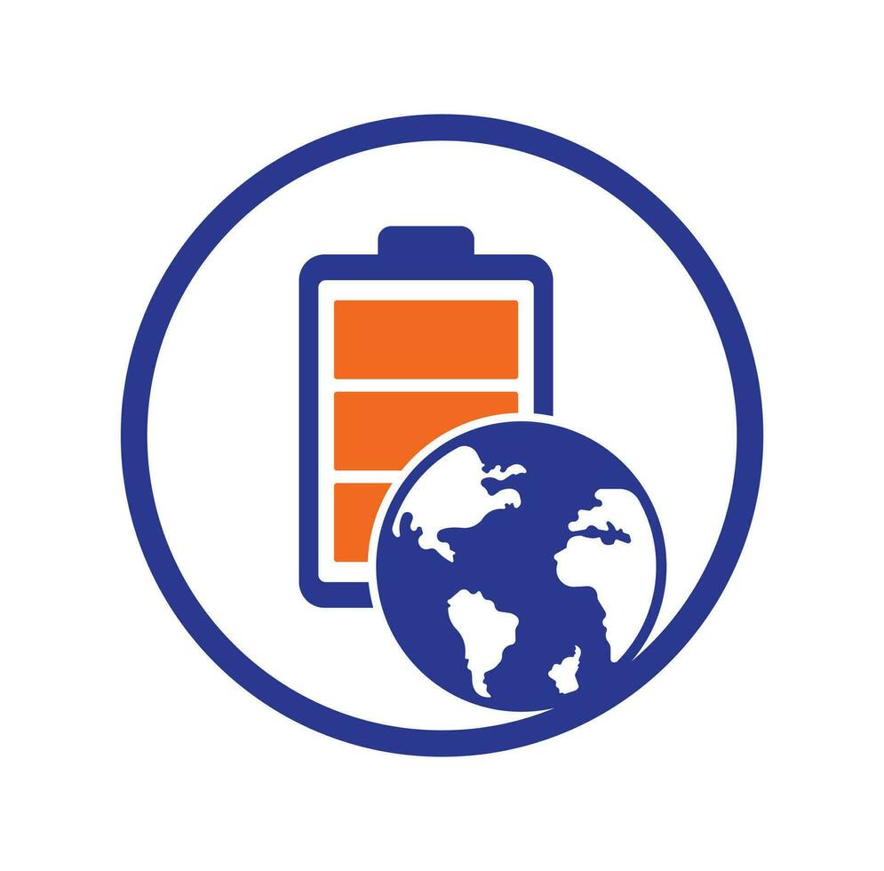modelo de design de logotipo de vetor de energia global. design de ícone de globo e bateria.