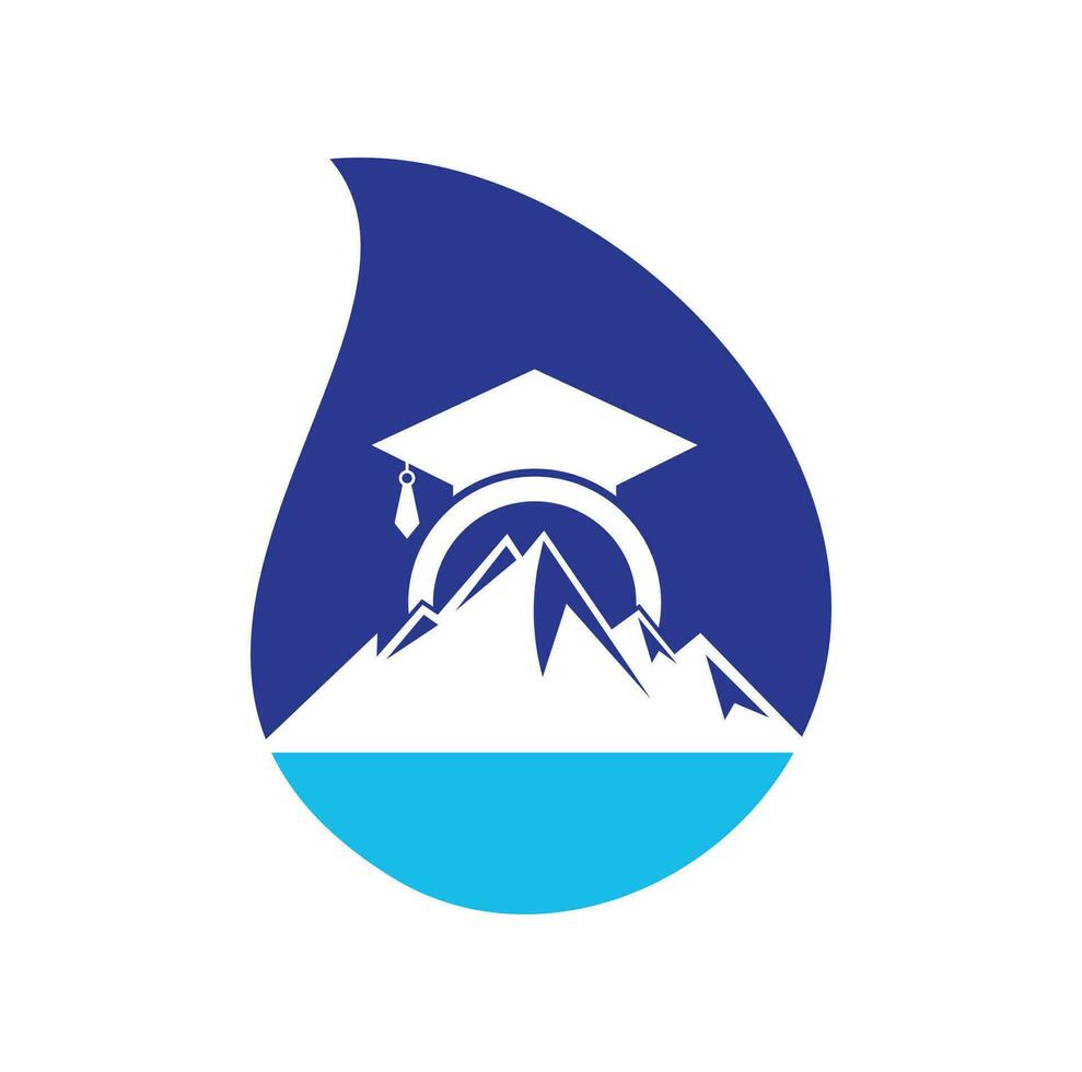 modelo de ícone de design de logotipo de conceito de forma de gota de educação de montanha. inspiração de design de logotipo de boné de educação de montanha vetor