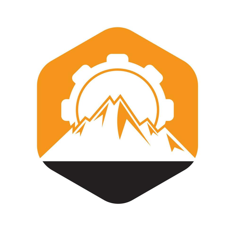 design de ícone do logotipo da engrenagem de montanha. vetor