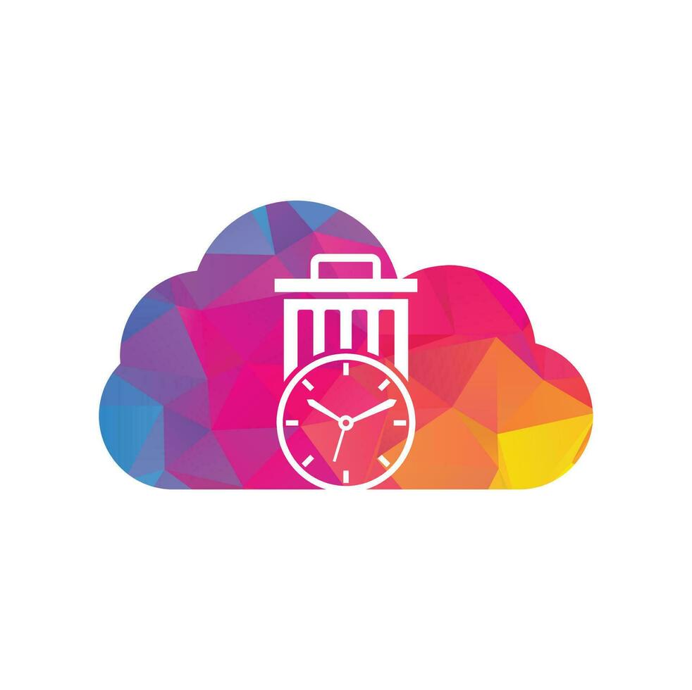 perca tempo modelo de logotipo de vetor de conceito de forma de nuvem. design de modelo de logotipo de tempo de lixo.