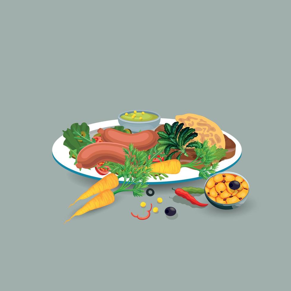 comida saudável e restaurantes tradicionais, culinária, menu, ilustração vetorial vetor