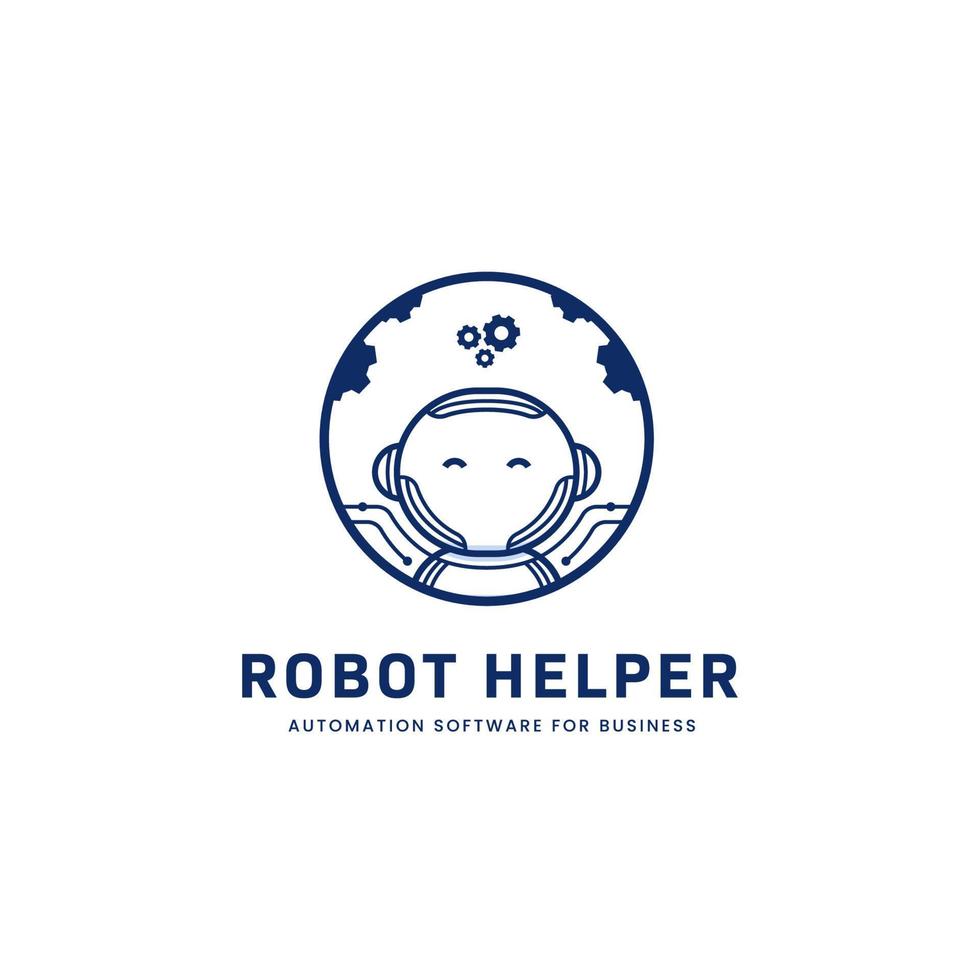 robô auxiliar automação robô assistente logotipo ícone mascote negócios modernos vetor