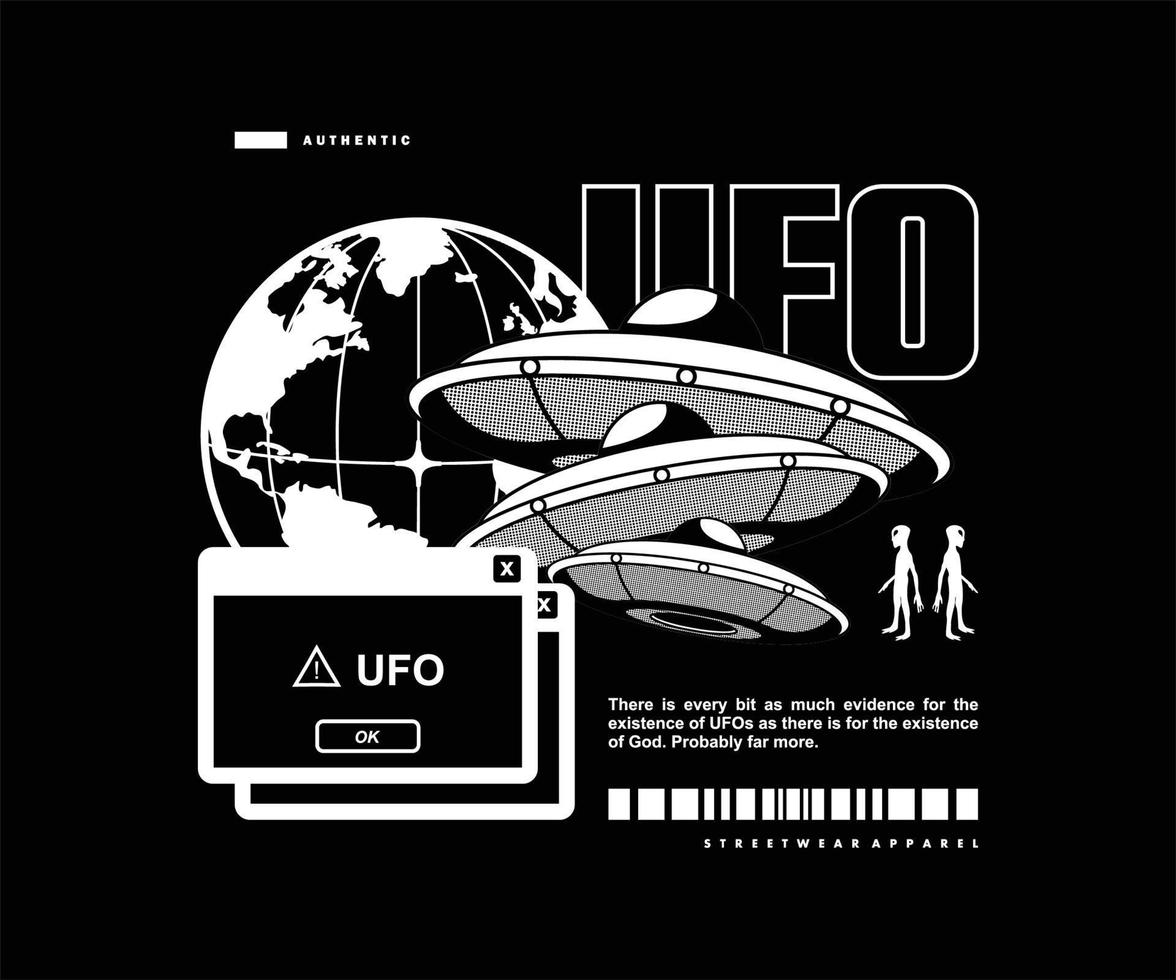 design de camiseta ufo, gráfico vetorial, pôster tipográfico ou camiseta street wear e estilo urbano vetor