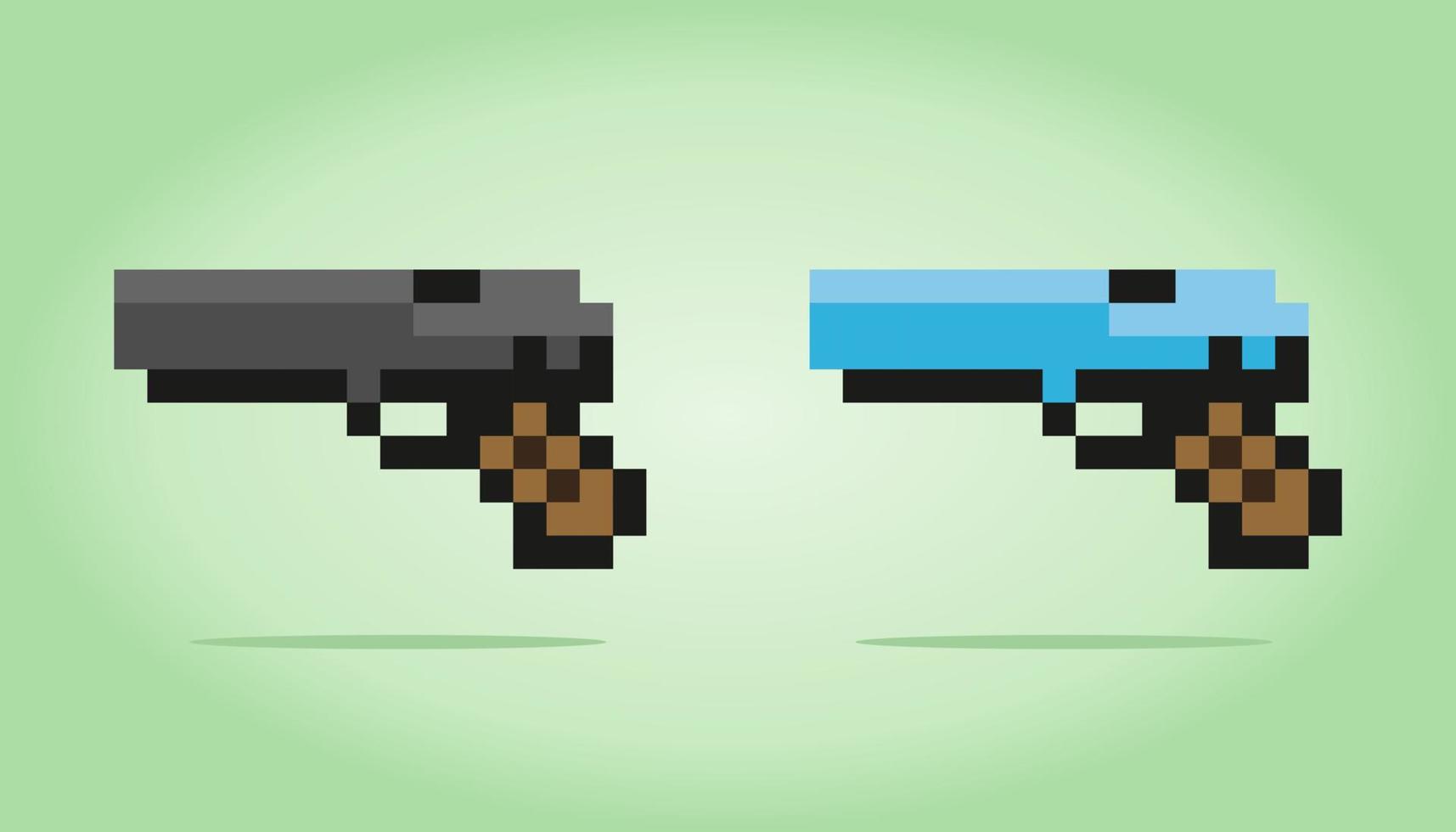 Pixel art rifle ak 47 ícone de vetor de arma de fogo para jogo de 8 bits em  fundo branco