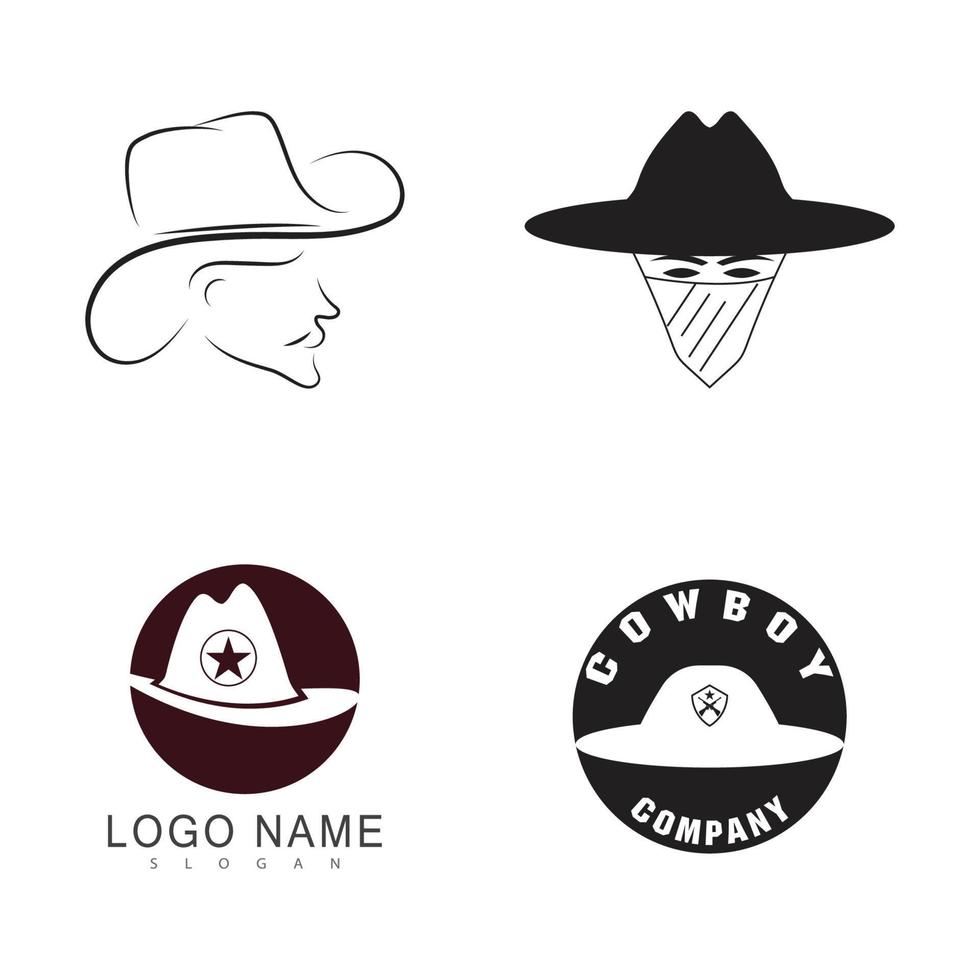 design de modelo de vetor de logotipo de cowboy