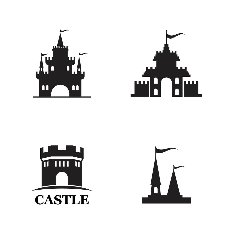 castelo logo modelo vector símbolo ícone design