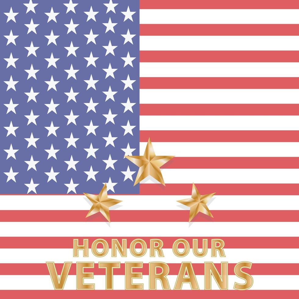 bandeira americana com estrelas homenageia nossos veteranos vetor