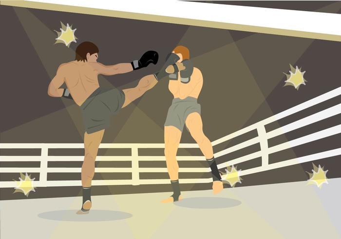 Muay Thai Fighters in Ring Vector