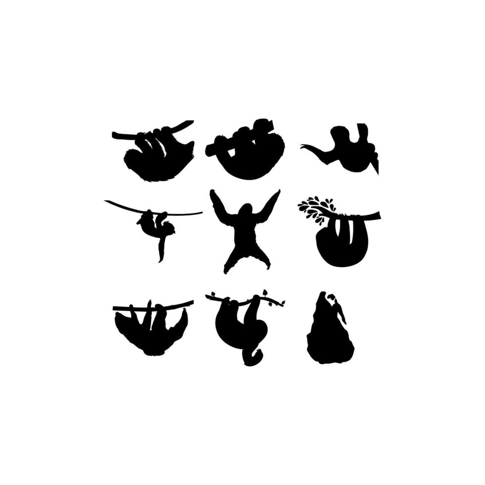 ícone de conjunto de ilustração de preguiça animal vetor