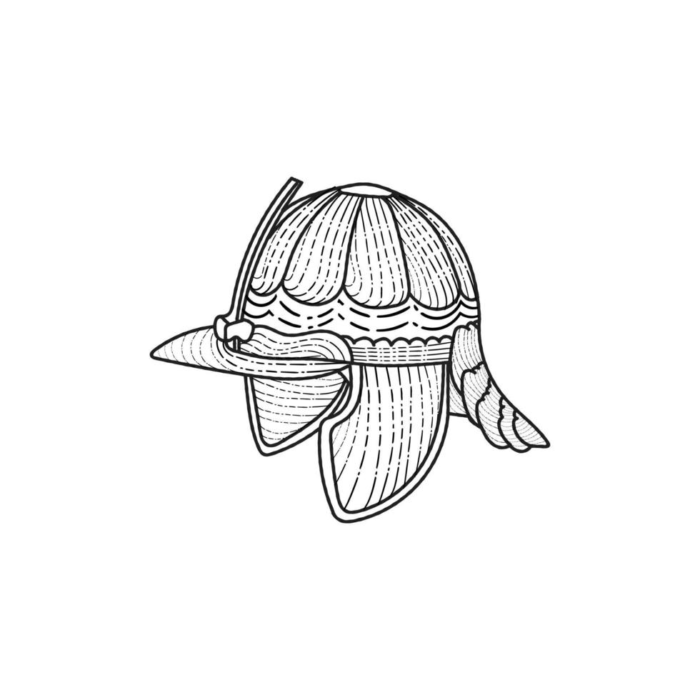 design de ilustração de arte de linha de capacete de guerreiro vetor