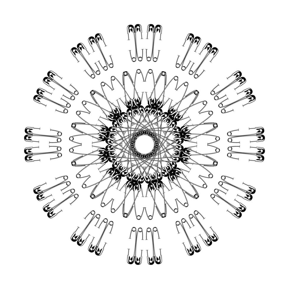 forma de círculo artístico feito de composição de pino de segurança para decoração, ornamentado, logotipo, site, ilustração de arte ou elemento de design gráfico. ilustração vetorial vetor