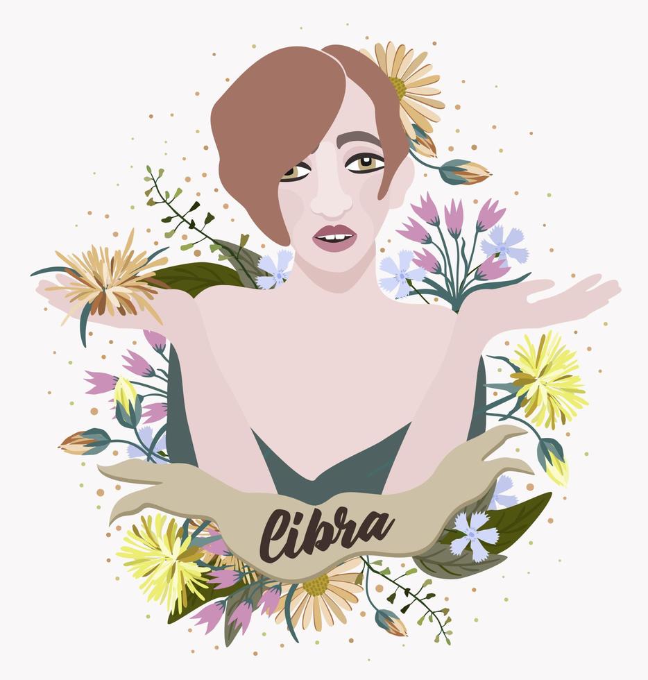 Libra. signo do zodíaco. composição isolada do vetor. vetor