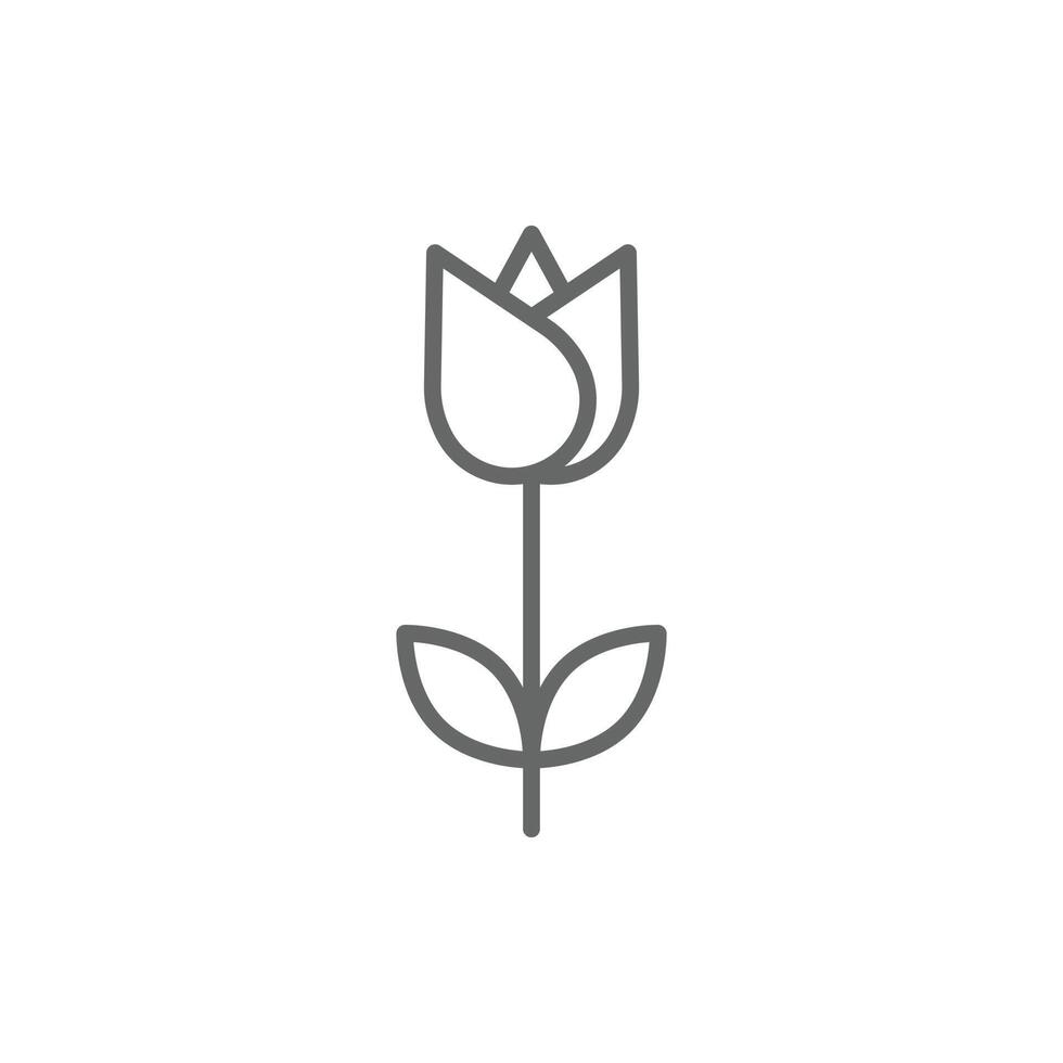 eps10 ícone da arte da linha abstrata da flor da tulipa do vetor cinza ou logotipo isolado no fundo branco. símbolo de contorno de flor tulipa em um estilo moderno simples e moderno para o design do seu site e aplicativo móvel