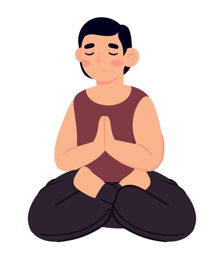 homem em pose de ioga de meditação vetor