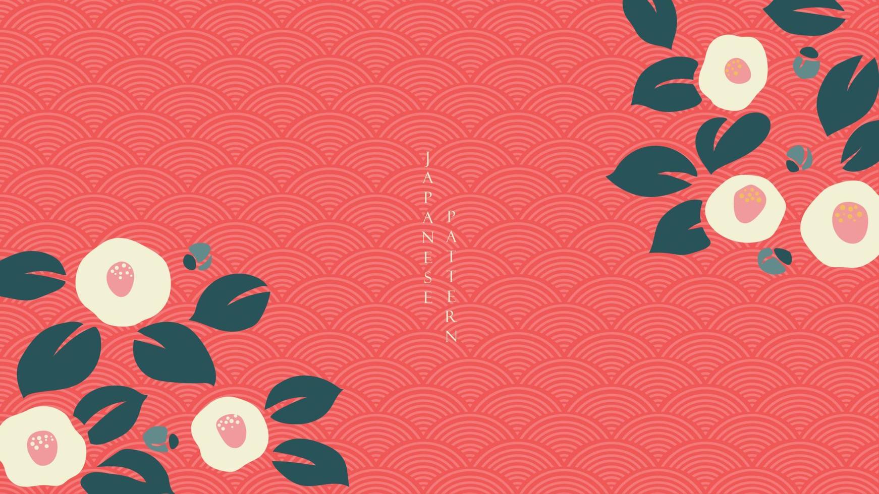 fundo japonês com vetor de padrão de decoração tradicional. design de banner oriental com elementos de arte abstrata em estilo vintage.