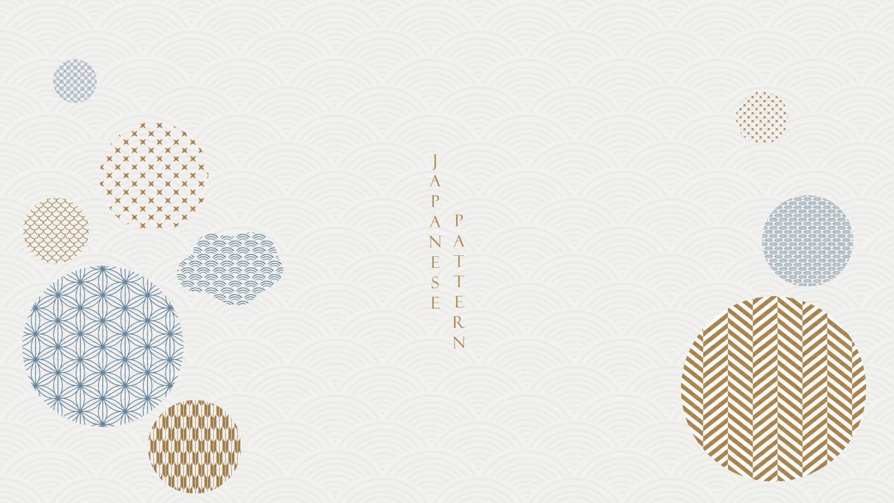 fundo japonês com vetor padrão geométrico. design de banner do círculo oriental com elementos de arte abstrata em estilo vintage.