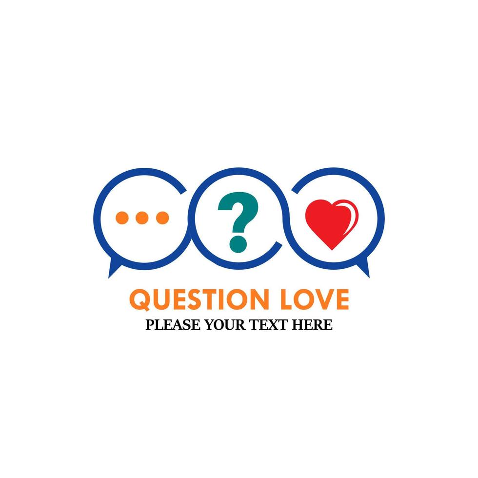 questione a ilustração de modelo de design de logotipo de amor. há bate-papo, amor e pergunta vetor