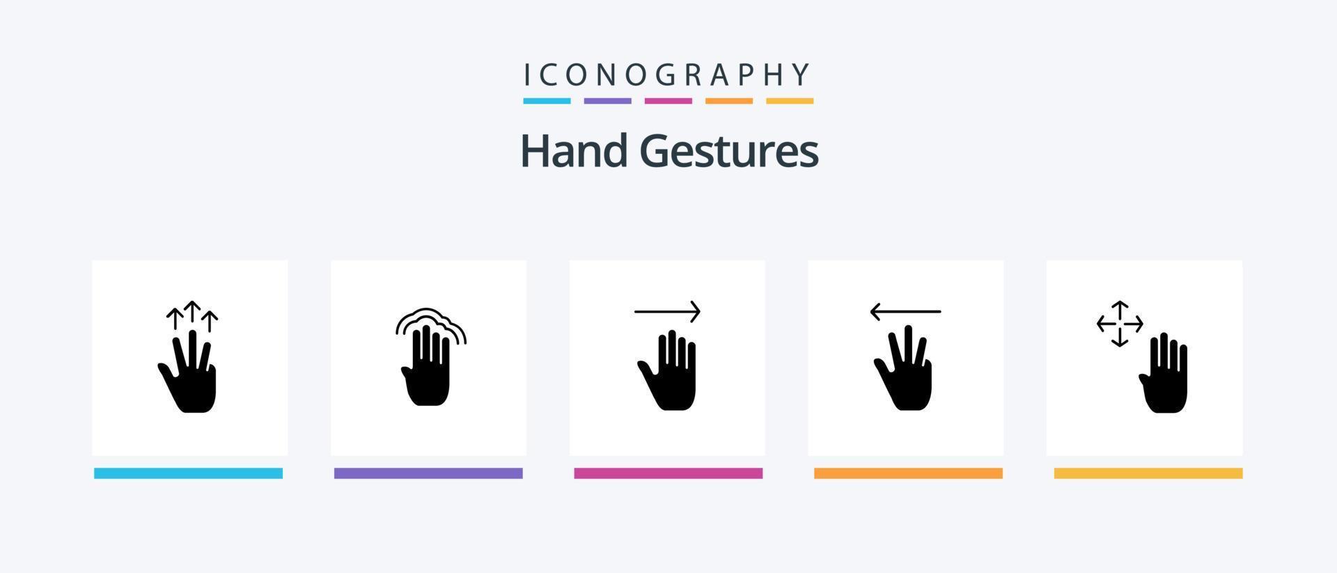 gestos de mão glifo 5 pacote de ícones incluindo esquerda. cursor de mão. interface. mão. gestos. design de ícones criativos vetor