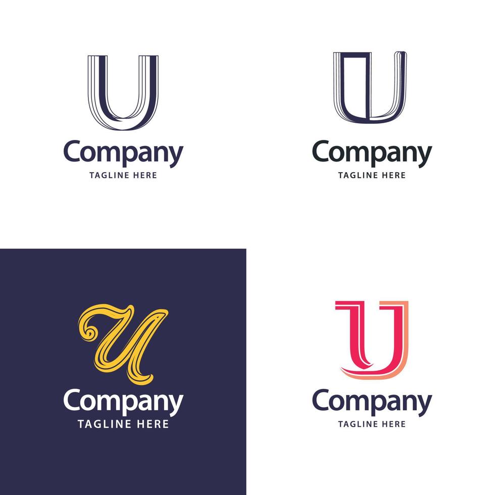 letra u design de pacote de logotipo grande design criativo de logotipos modernos para o seu negócio vetor