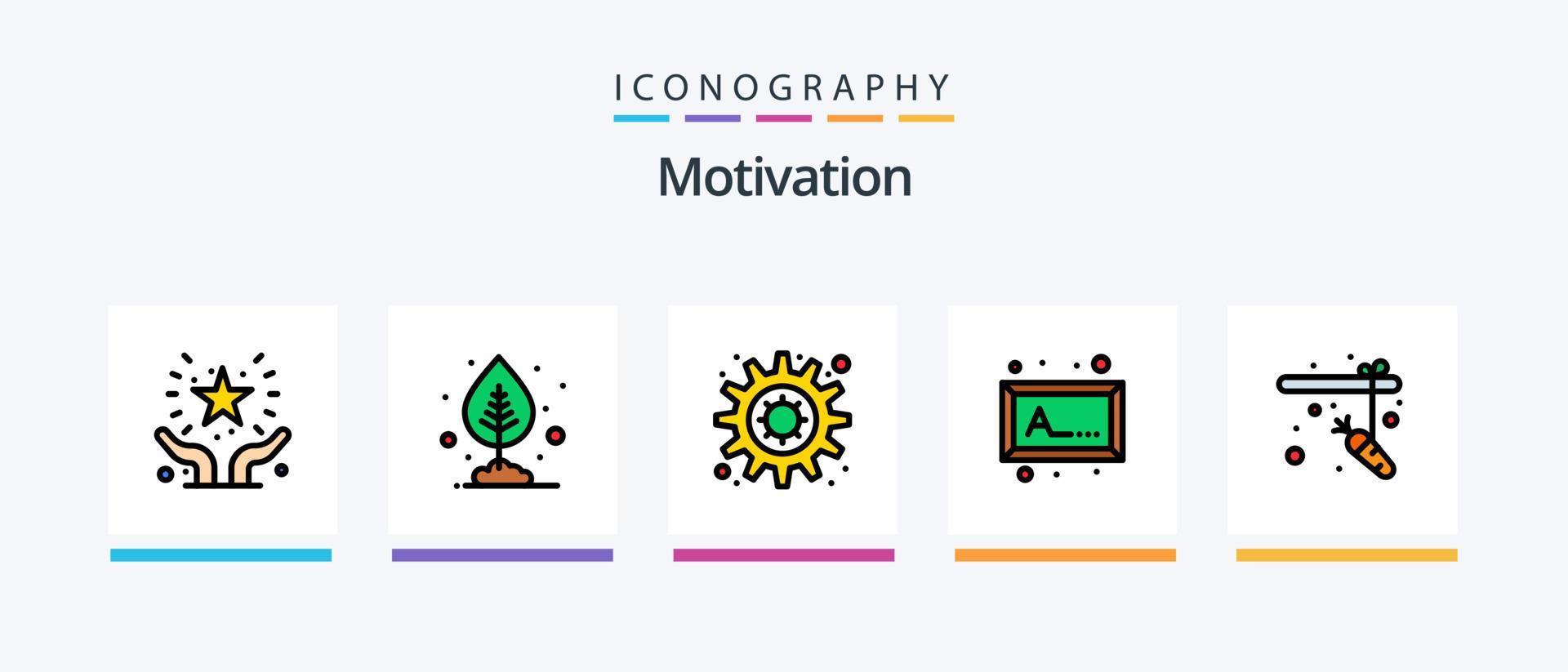 linha de motivação cheia de 5 ícones incluindo . montanha. esporte. Finalizar. design de ícones criativos vetor