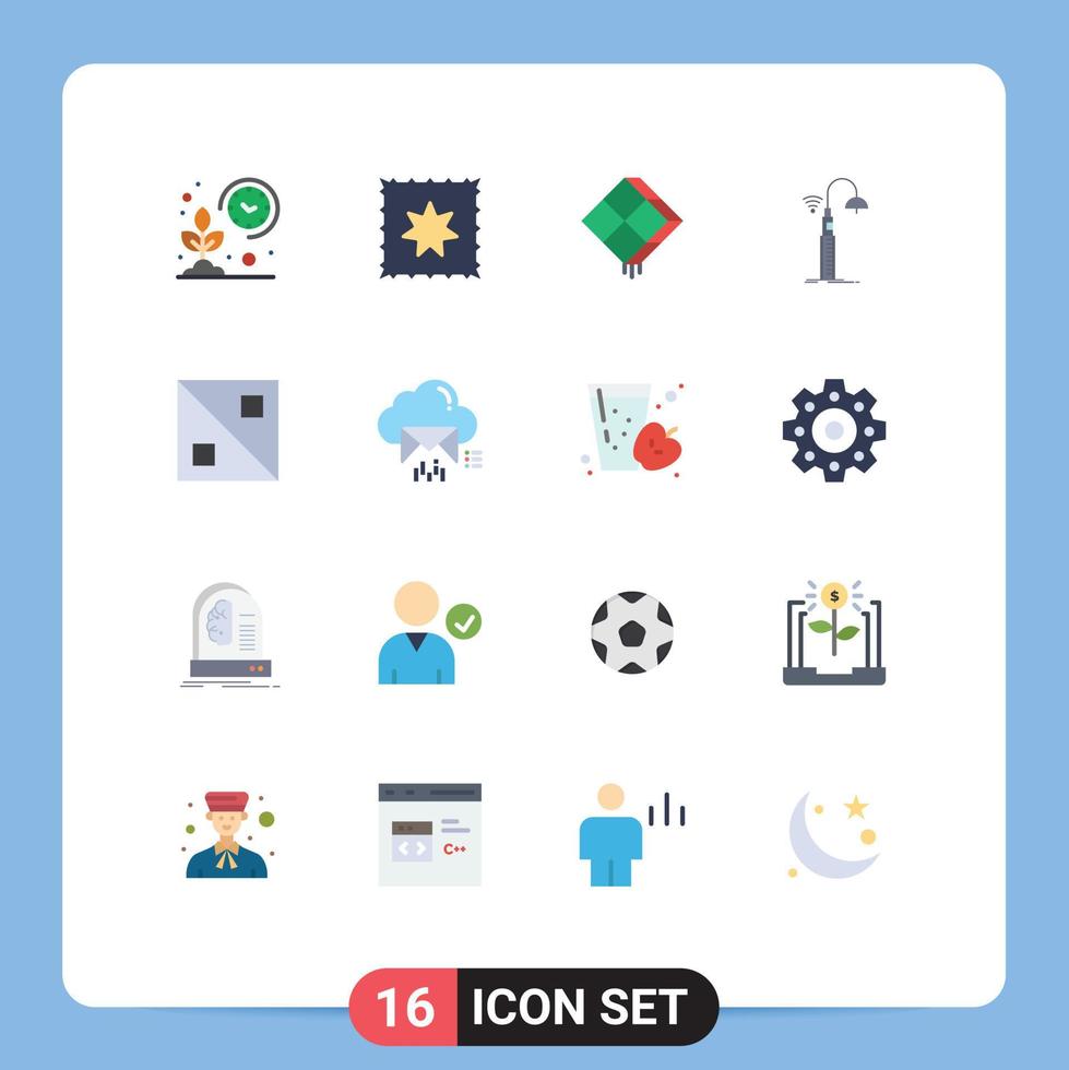 16 cores planas de vetores temáticos e símbolos editáveis de luzes cruzadas de decoração inteligente pacote editável de elementos de design de vetores criativos