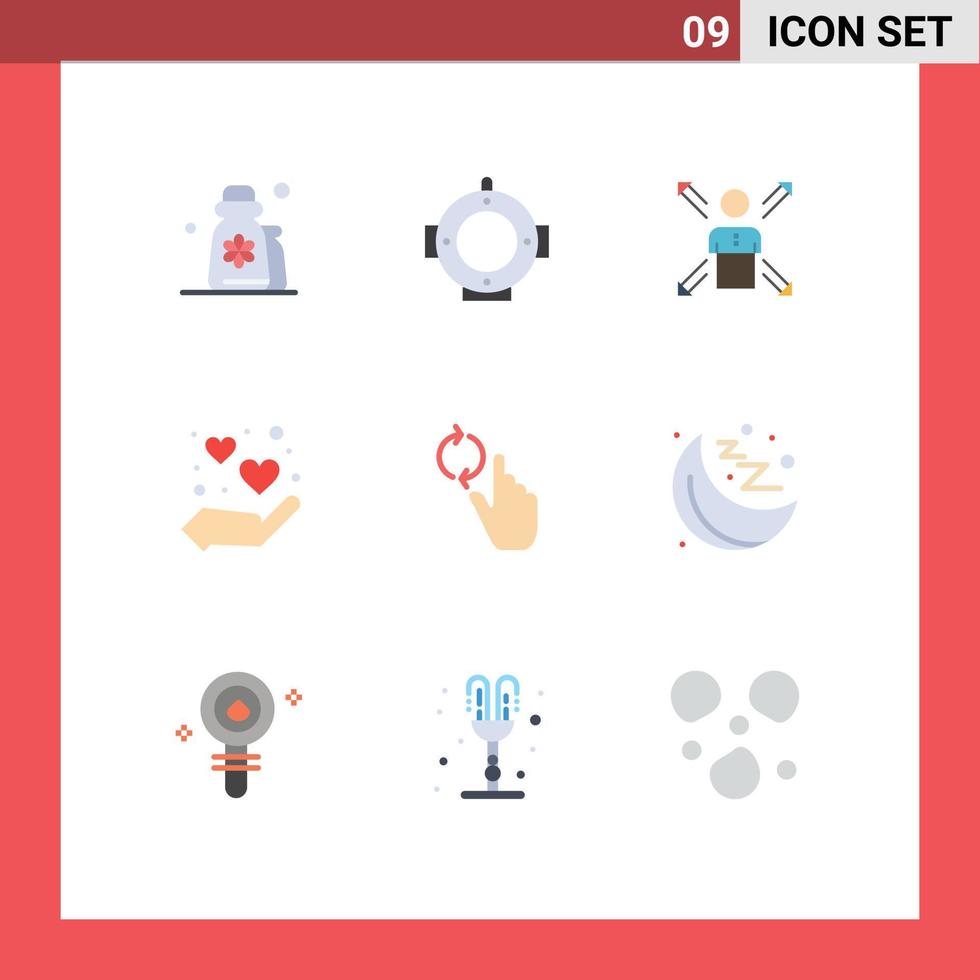 conjunto de 9 sinais de símbolos de ícones de interface do usuário modernos para setas de coração de amor formas de elementos de design de vetores humanos editáveis