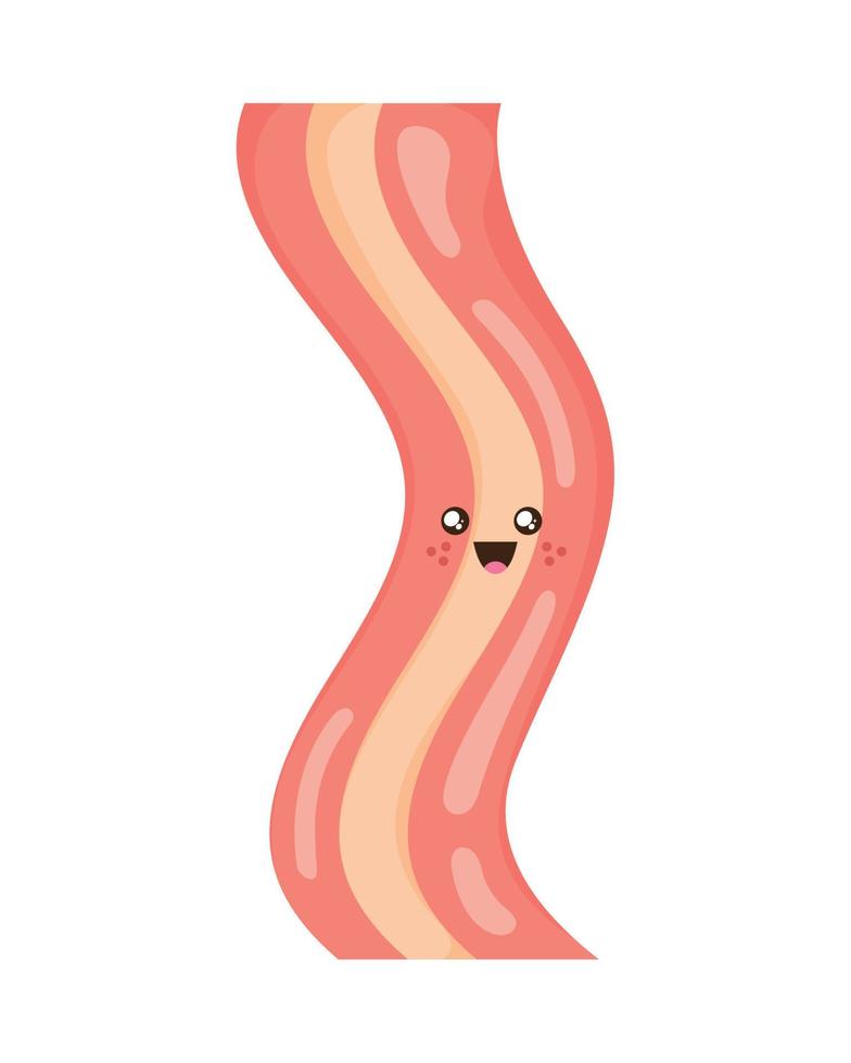 personagem kawaii de bacon fresco vetor