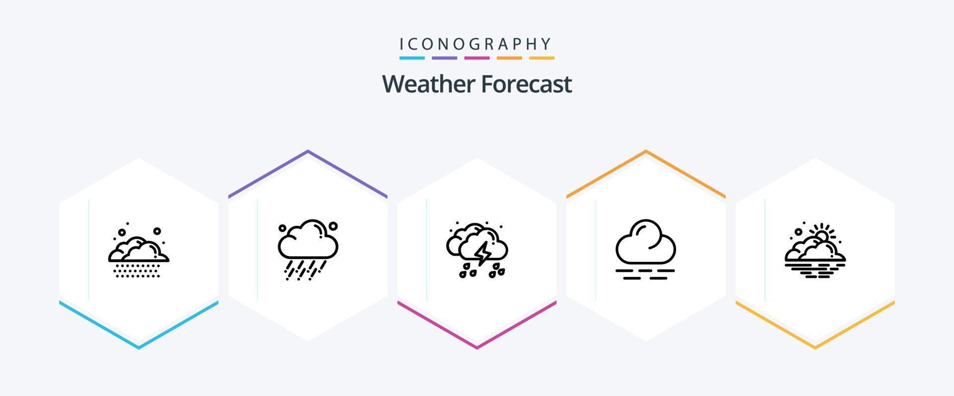 pacote de ícones de 25 linhas de clima, incluindo neblina. nuvem. solta. tempo. nuvem vetor