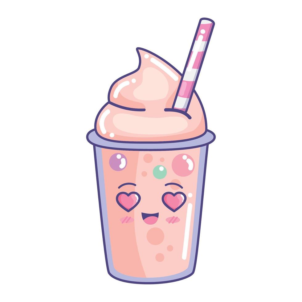 Caráter De Vidro Do Kawaii Do Milk Shake Ilustração do Vetor - Ilustração  de desenhado, arte: 95185026