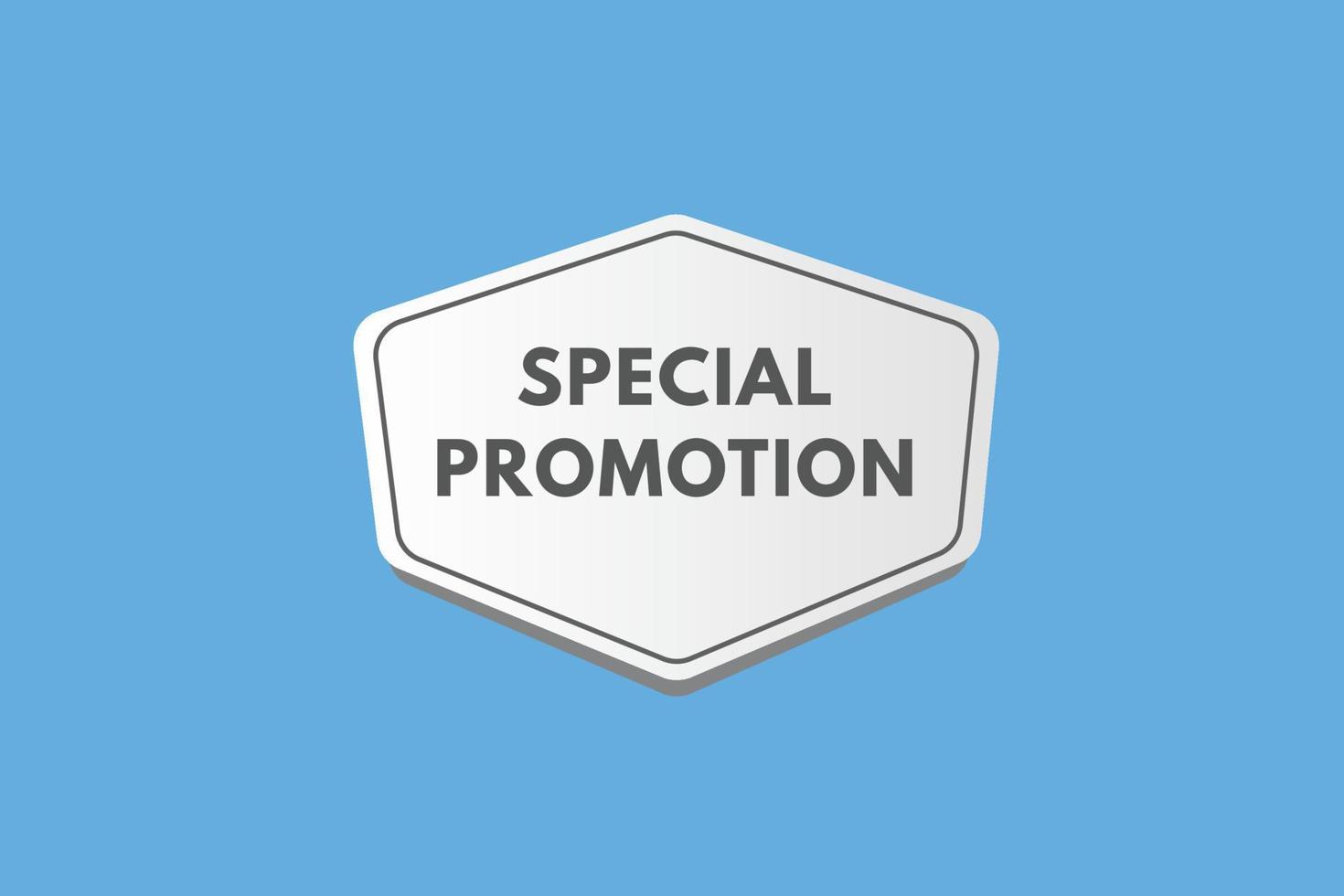 botão de texto de promoção especial. botões da web de etiqueta de ícone de sinal de promoção especial vetor