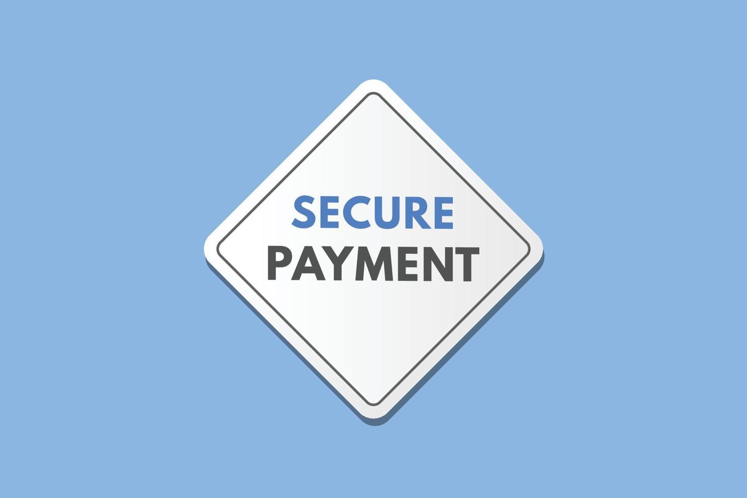 botão de texto de pagamento seguro. botão de etiqueta de etiqueta de ícone de sinal de pagamento seguro vetor