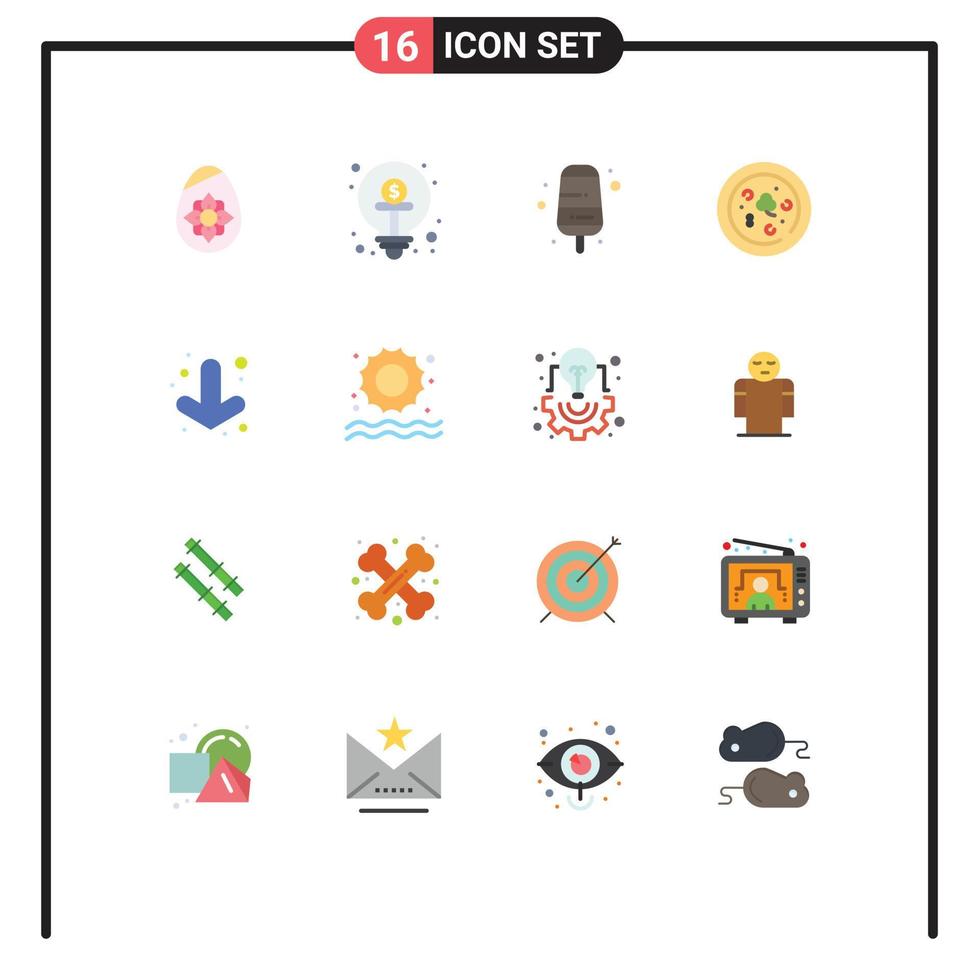conjunto de 16 sinais de símbolos de ícones de interface do usuário modernos para ideia de seta completa beber pizza pacote editável de elementos de design de vetores criativos