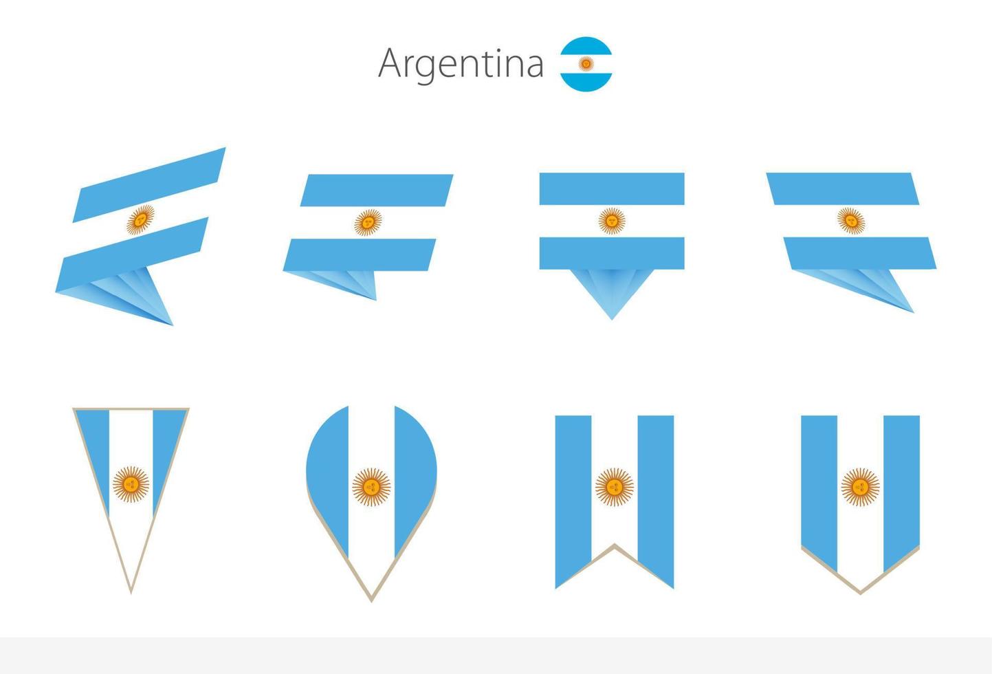 coleção de bandeiras nacionais argentinas, oito versões de bandeiras vetoriais argentinas. vetor