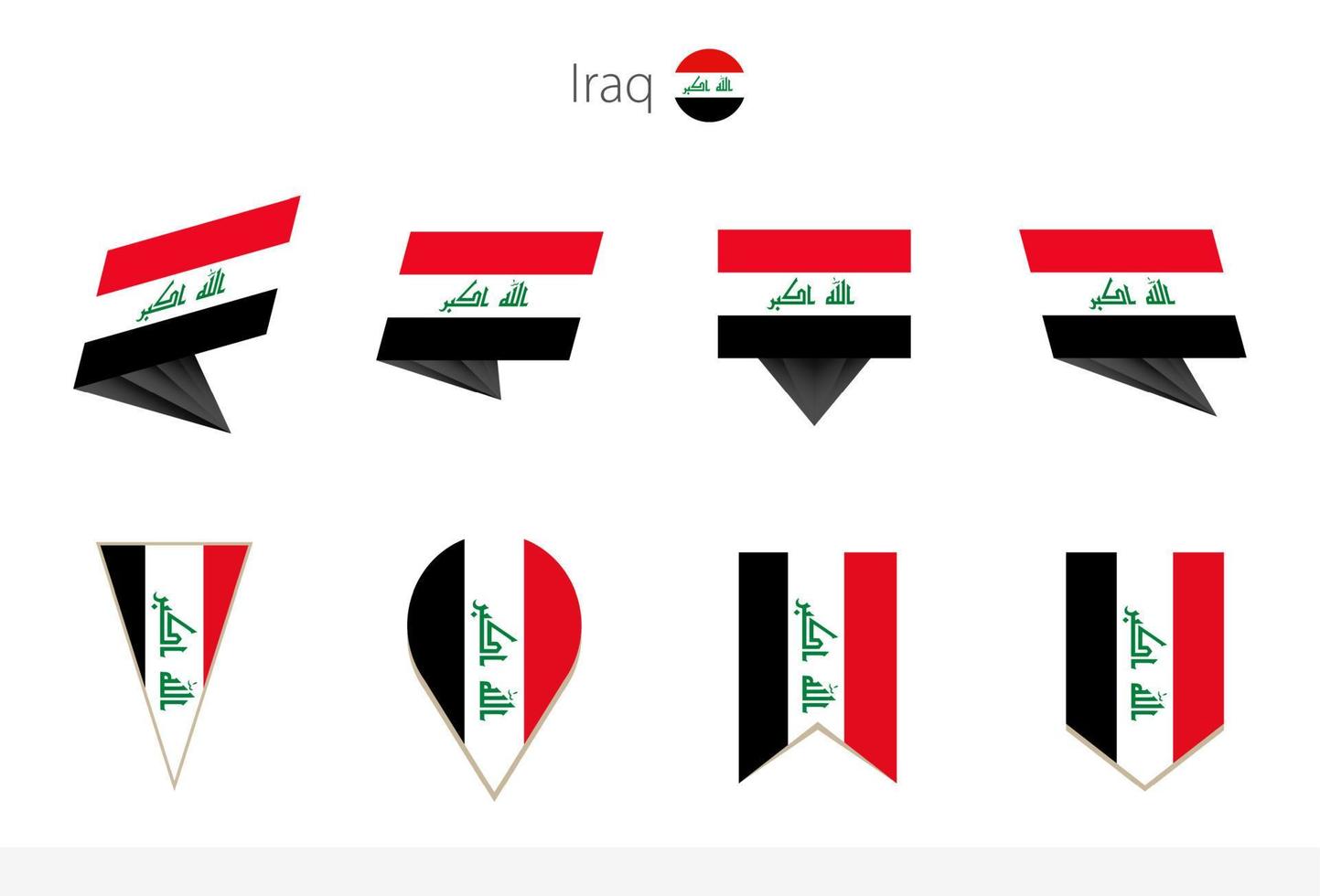 coleção de bandeiras nacionais do iraque, oito versões de bandeiras vetoriais do iraque. vetor