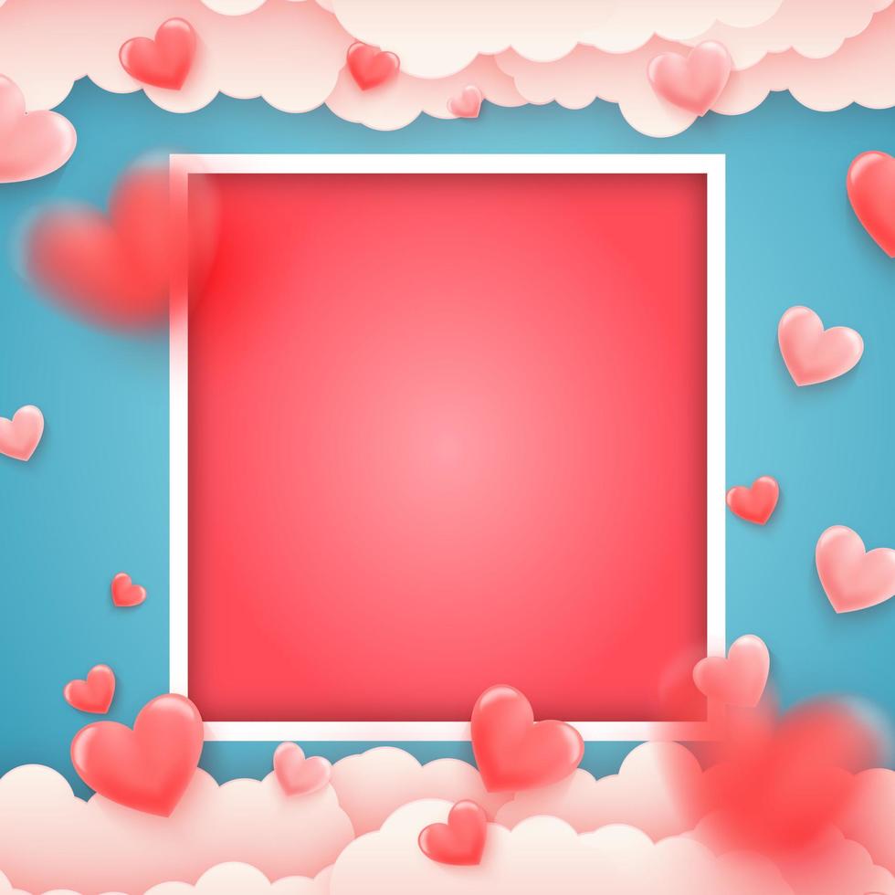 feliz dia dos namorados fundo com um fundo de coração rosa 3d. símbolos vetoriais de amor para mulheres felizes, mães, dia dos namorados e designs de cartões de saudação de aniversário. vetor