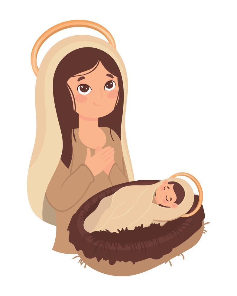 virgem maria e bebê vetor