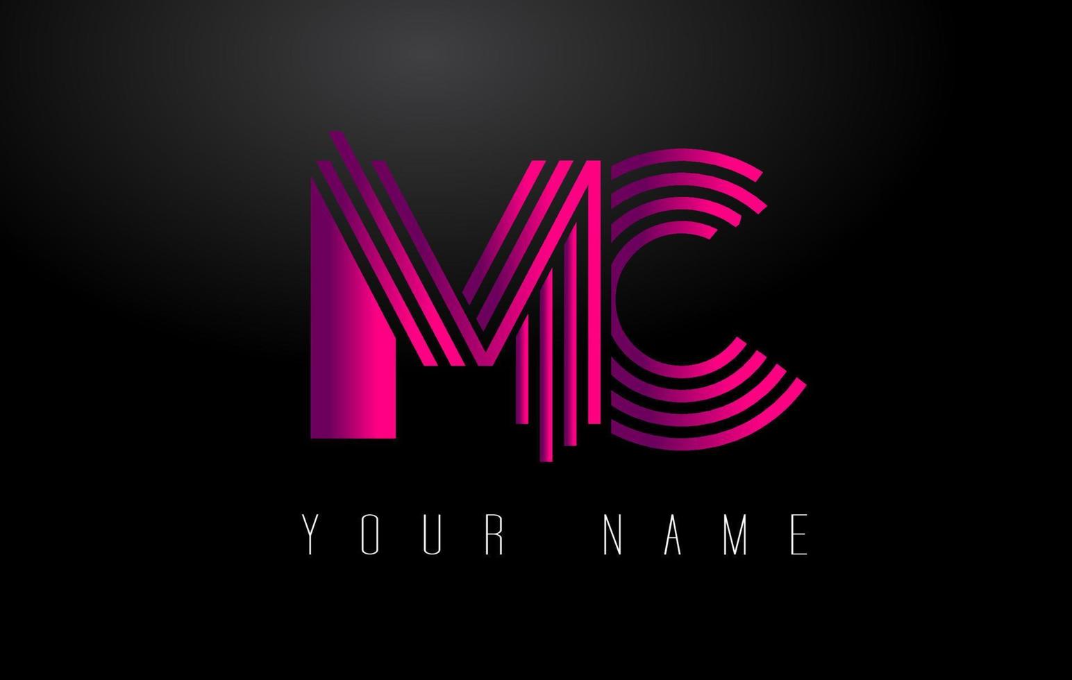 mc magenta linhas logotipo da carta. modelo de vetor de letras de linha criativa.