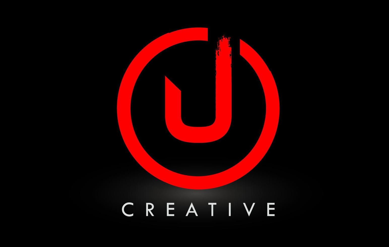 design de logotipo de carta de pincel vermelho u. logotipo de ícone de letras escovadas criativas. vetor