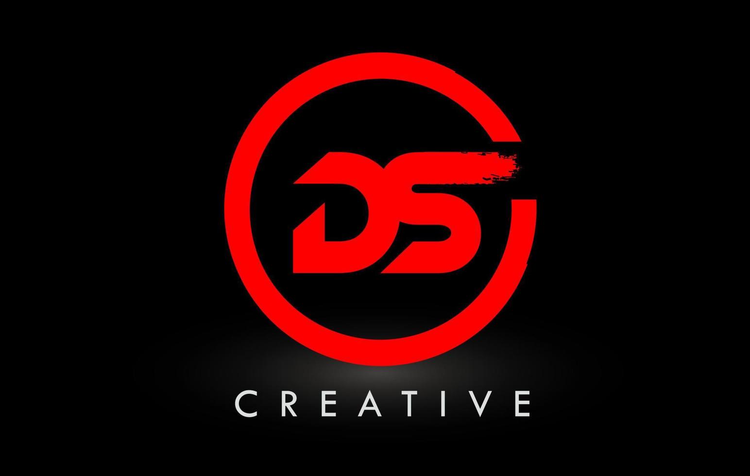 design de logotipo de carta de pincel ds vermelho. logotipo de ícone de letras escovadas criativas. vetor