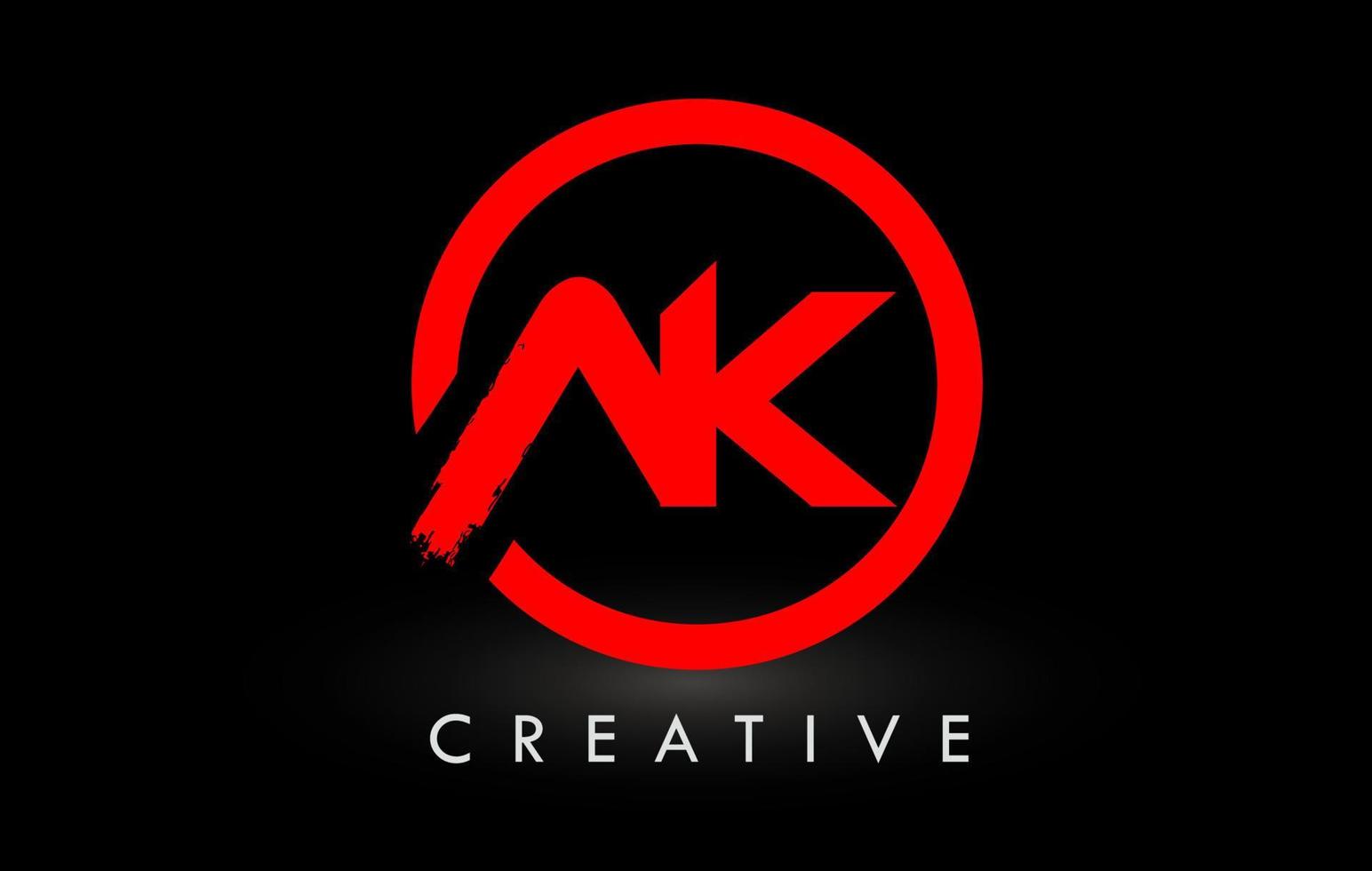 design de logotipo de carta de pincel vermelho ak. logotipo de ícone de letras escovadas criativas. vetor