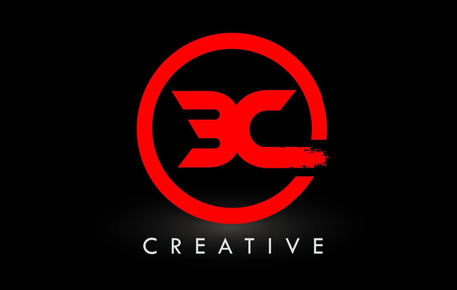 design de logotipo de carta de pincel bc vermelho. logotipo de ícone de letras escovadas criativas. vetor