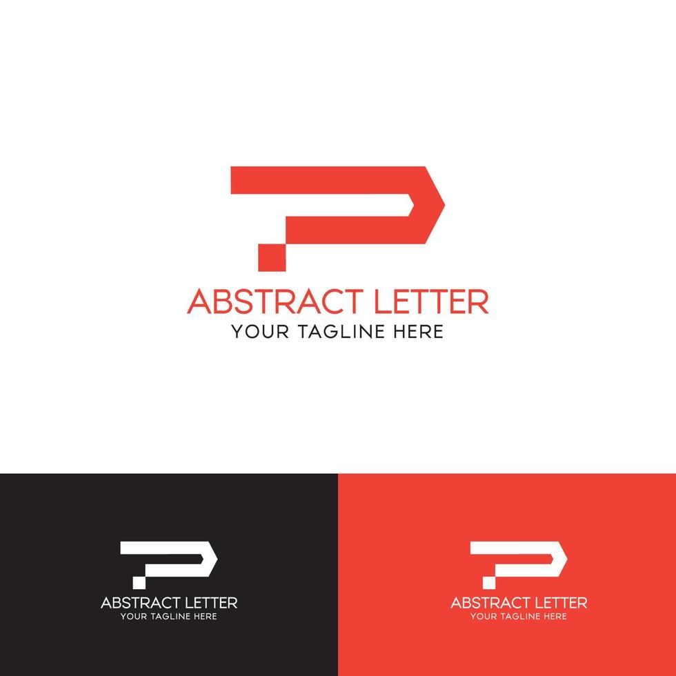 modelo de logotipo de conceito de carta abstrata vermelho p com fundo diferente vetor
