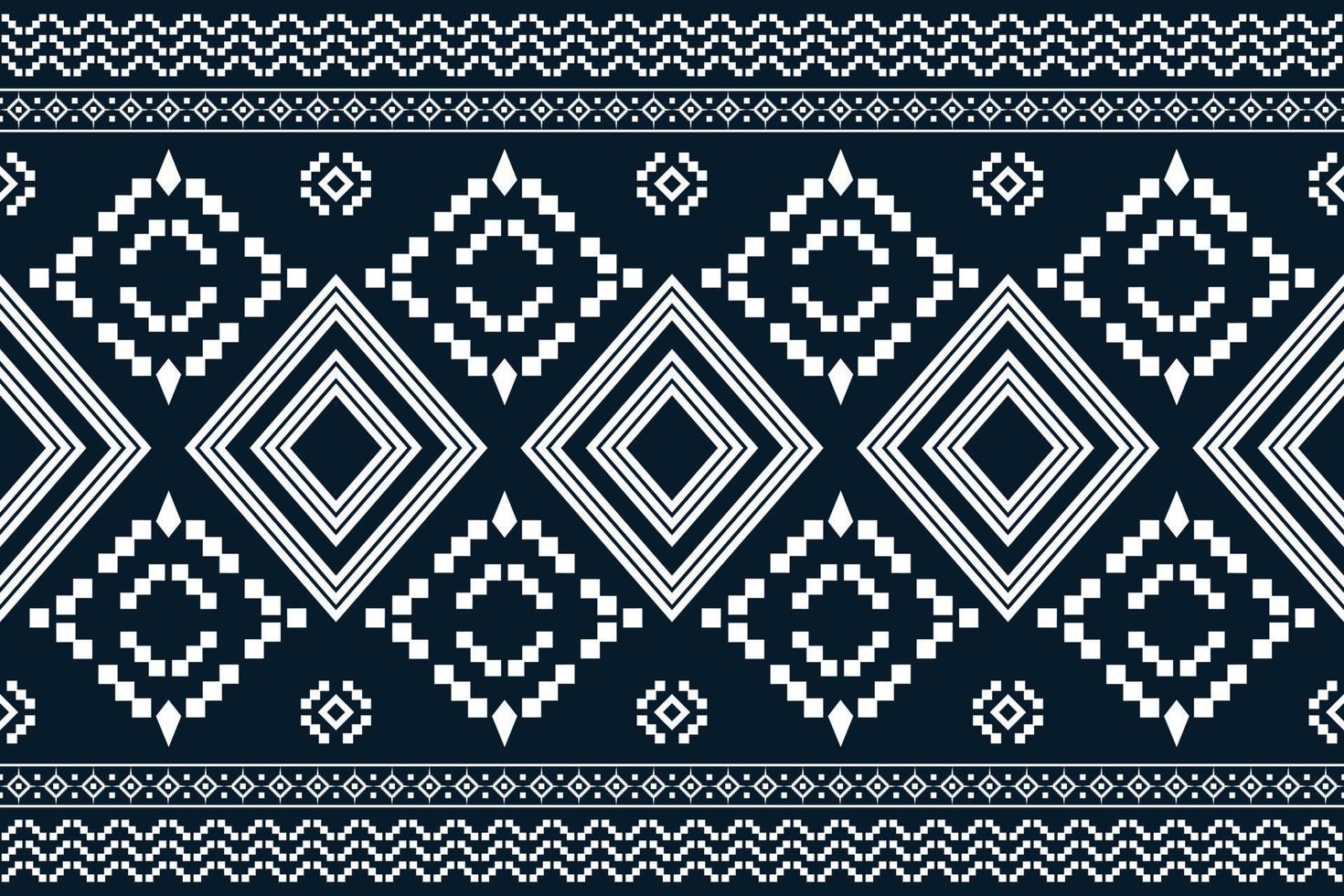 estilo geométrico padrão de tecido étnico. sarong asteca étnico padrão oriental fundo azul marinho escuro tradicional. resumo,vetor,ilustração. use para textura, roupas, embrulhos, decoração, carpete. vetor