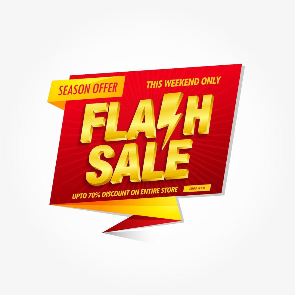 modelo de design de banner de venda flash com texto vetorial 3d isolado no fundo branco vetor