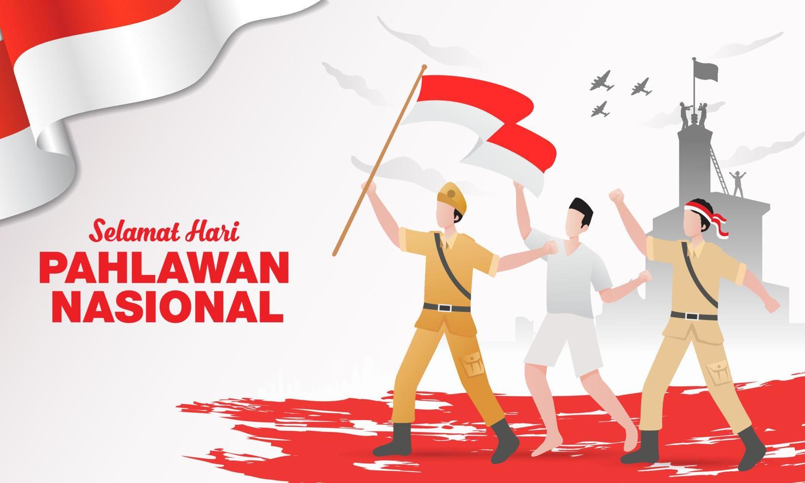 selamat hari pahlawan nasional. tradução, feliz nacional indonésio vetor